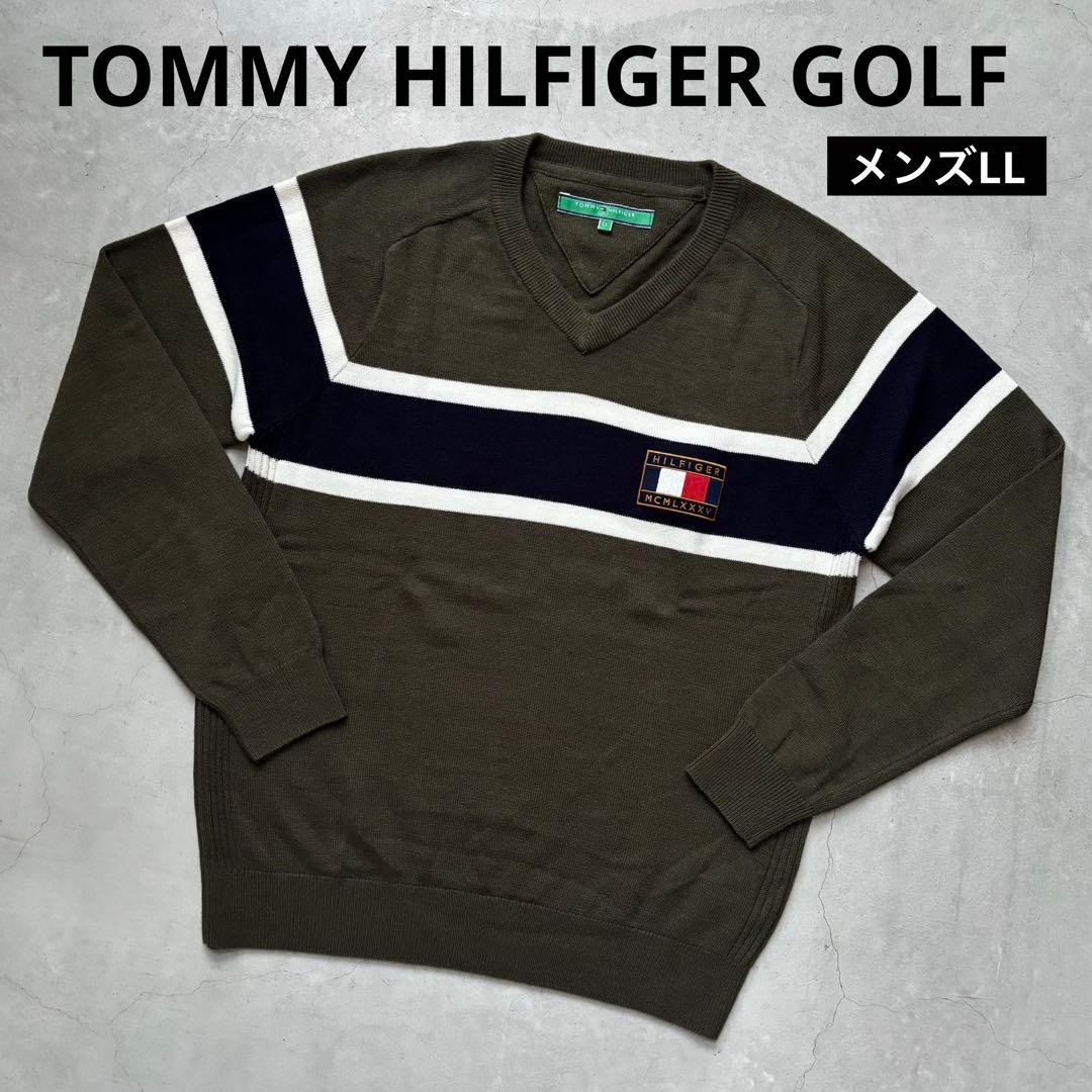 【美品】  GOLF Ｖネックニットセーター ワッペン