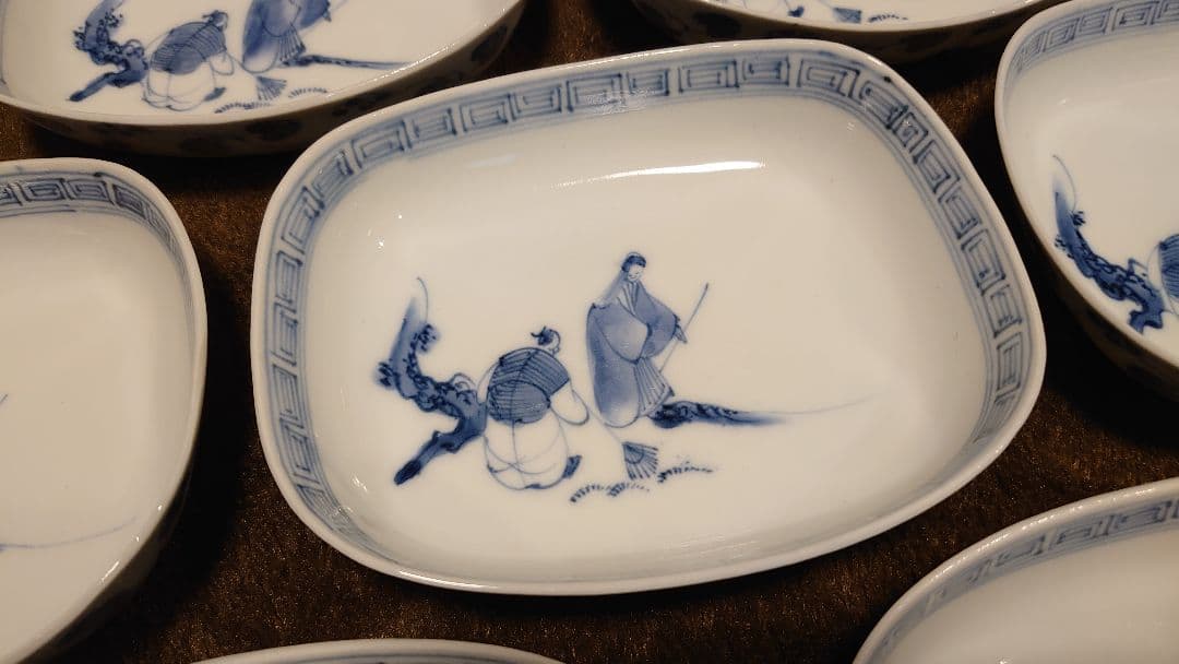 古伊万里　伊万里　染付　江戸期　大名　菓子皿　楕円皿　蔵出し　10客