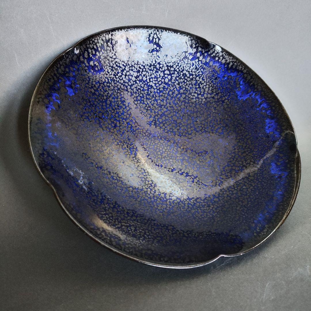 鎌田幸二　油滴翠青天目輪花鉢　天目