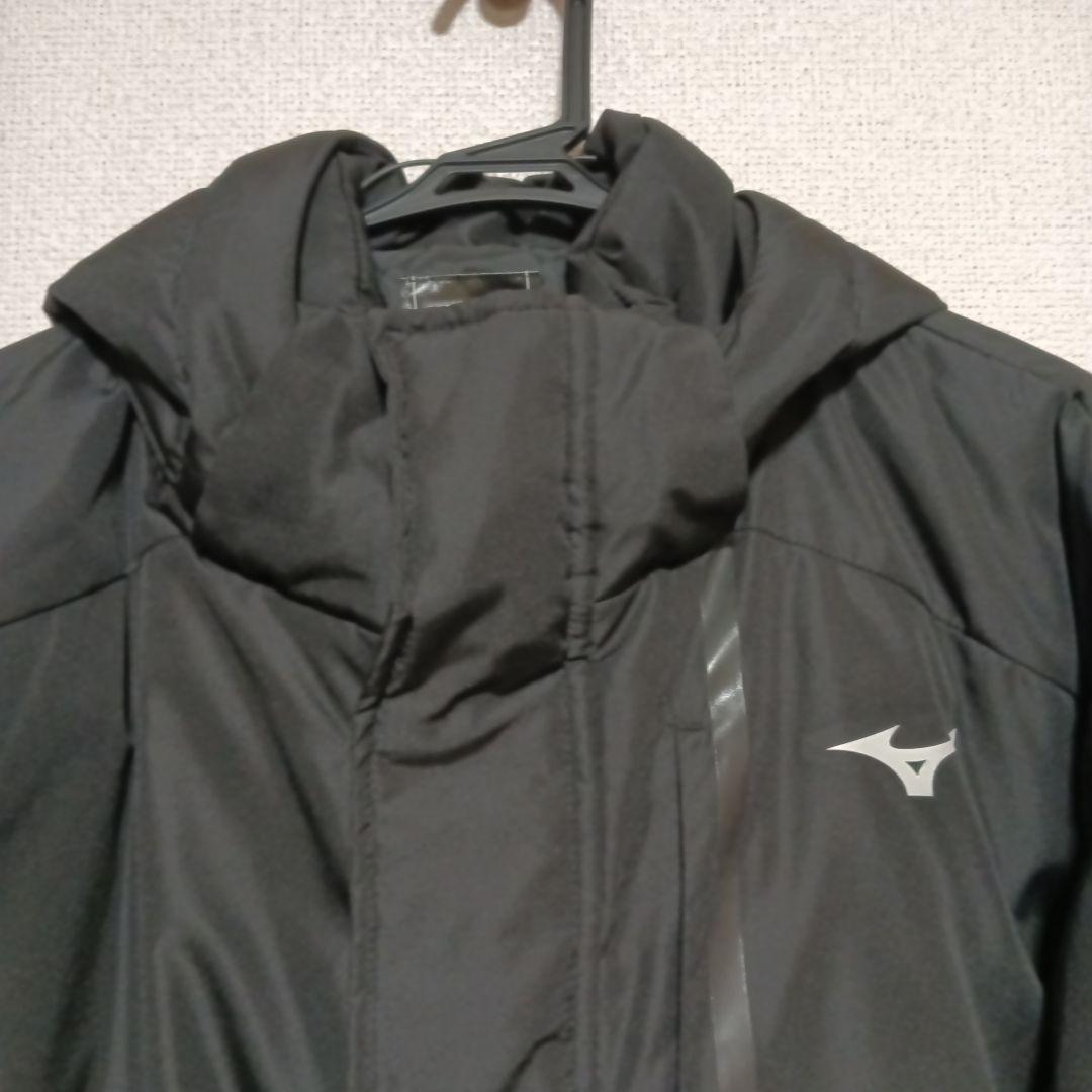【クリーニング済】ミズノ　ベンチコート　ダウンコート　ロング　ブラック　サイズL