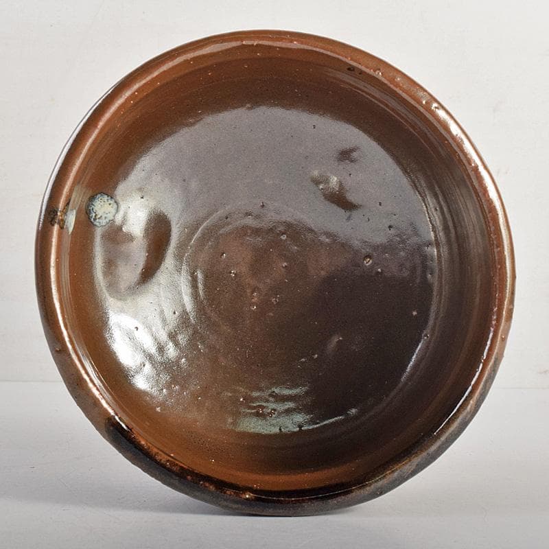 Mikan 　濱田庄司作　鉄釉　茶碗　仕覆付　共布共箱　V　R8790