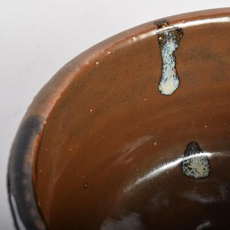 Mikan 　濱田庄司作　鉄釉　茶碗　仕覆付　共布共箱　V　R8790