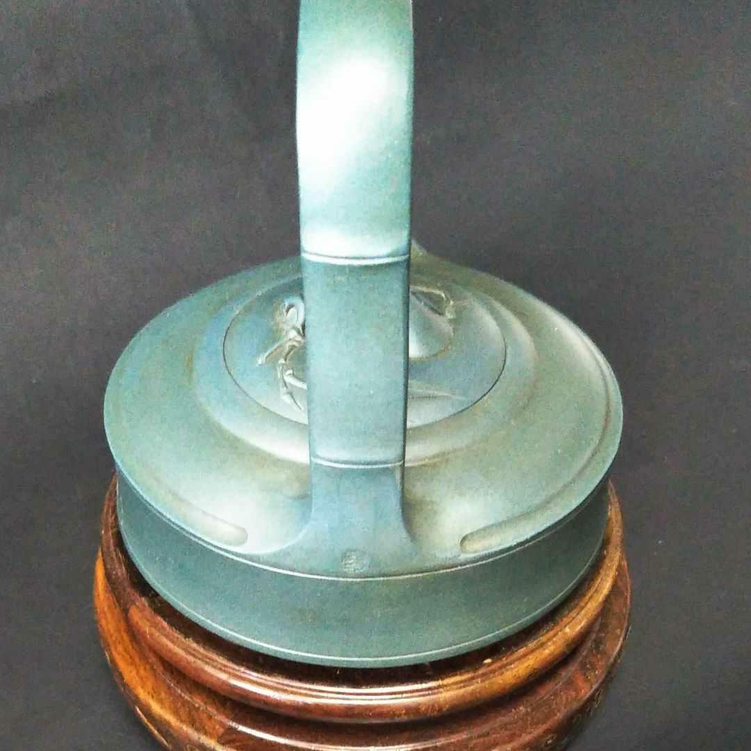 ※中国古美術/緑泥笹竹紋提梁壺/(底款:高健制)