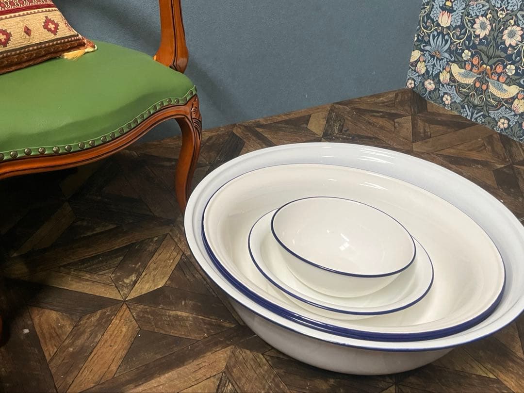 超希少 超特大 ホーロー タライ ベビーバス セット インテリア アンティーク