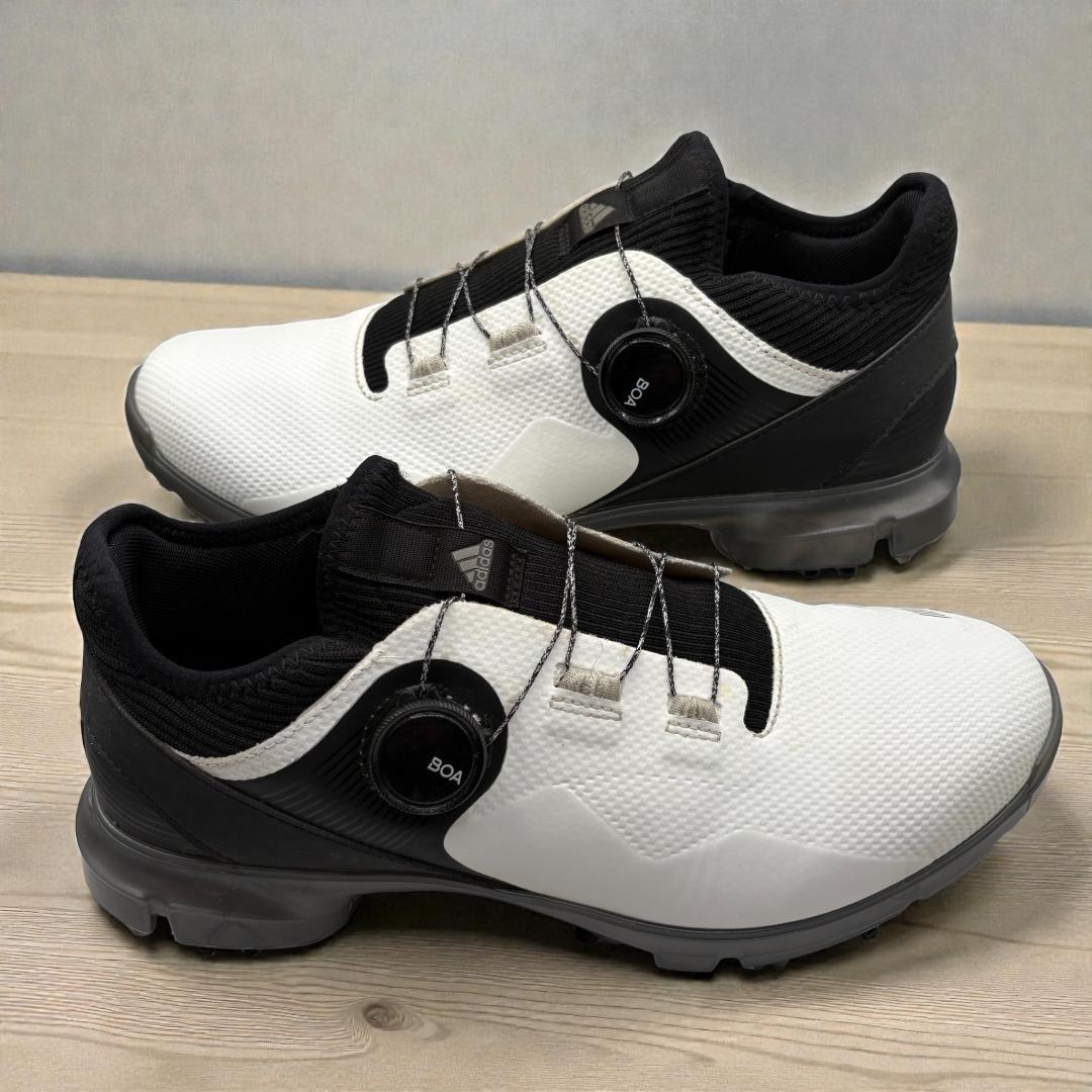 【人気】アディダスコードカオス BOA ゴルフシューズ白黒 26.5スパイクレス