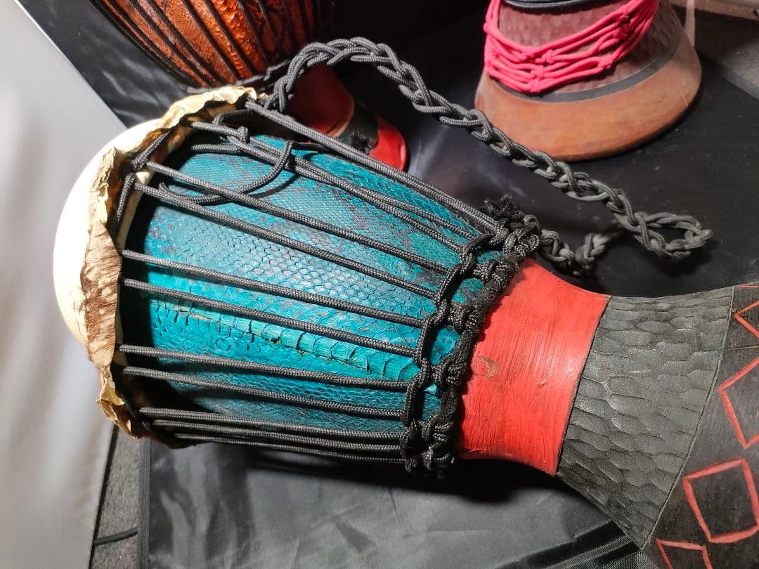 3本セット 西アフリカパーカッション 本場のセネガル産 ジャンベ レアな蛇革