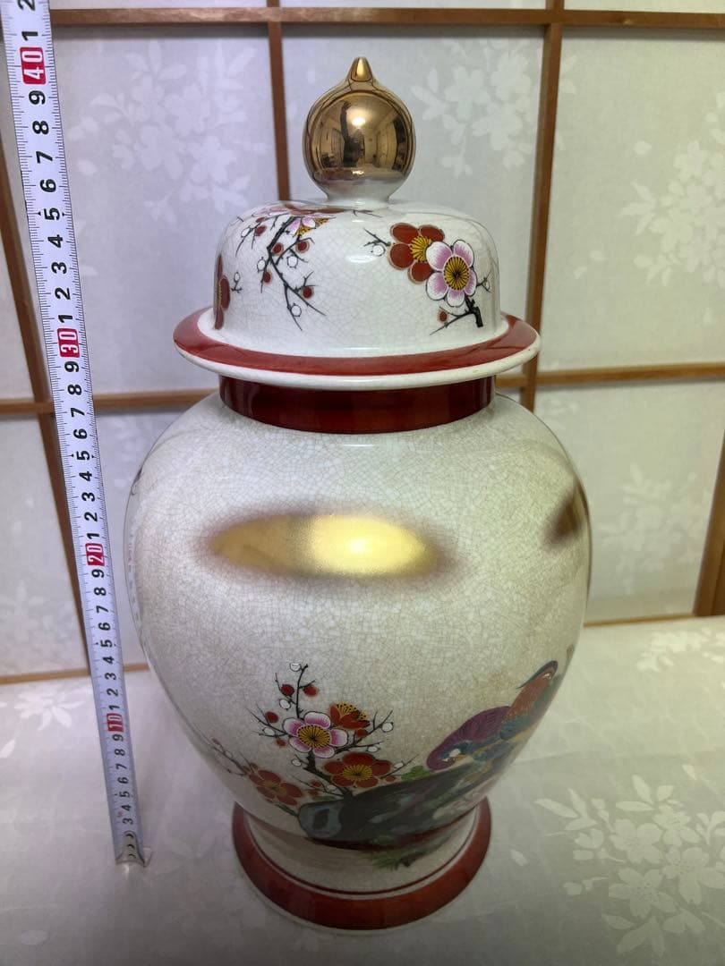希少品　薩摩焼 壺 沈香壺 花瓶 金彩 芸術品 壺 花瓶 蓋付き高さ410mm