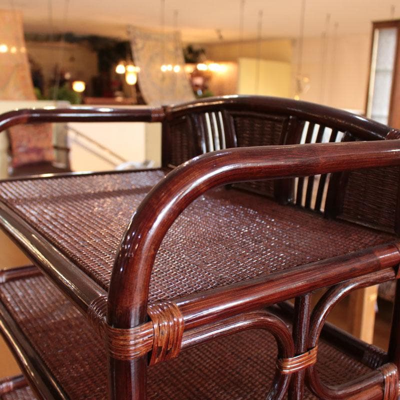 ラタン製ラック オープンラック 籐家具 棚 ブラウン 214-1332