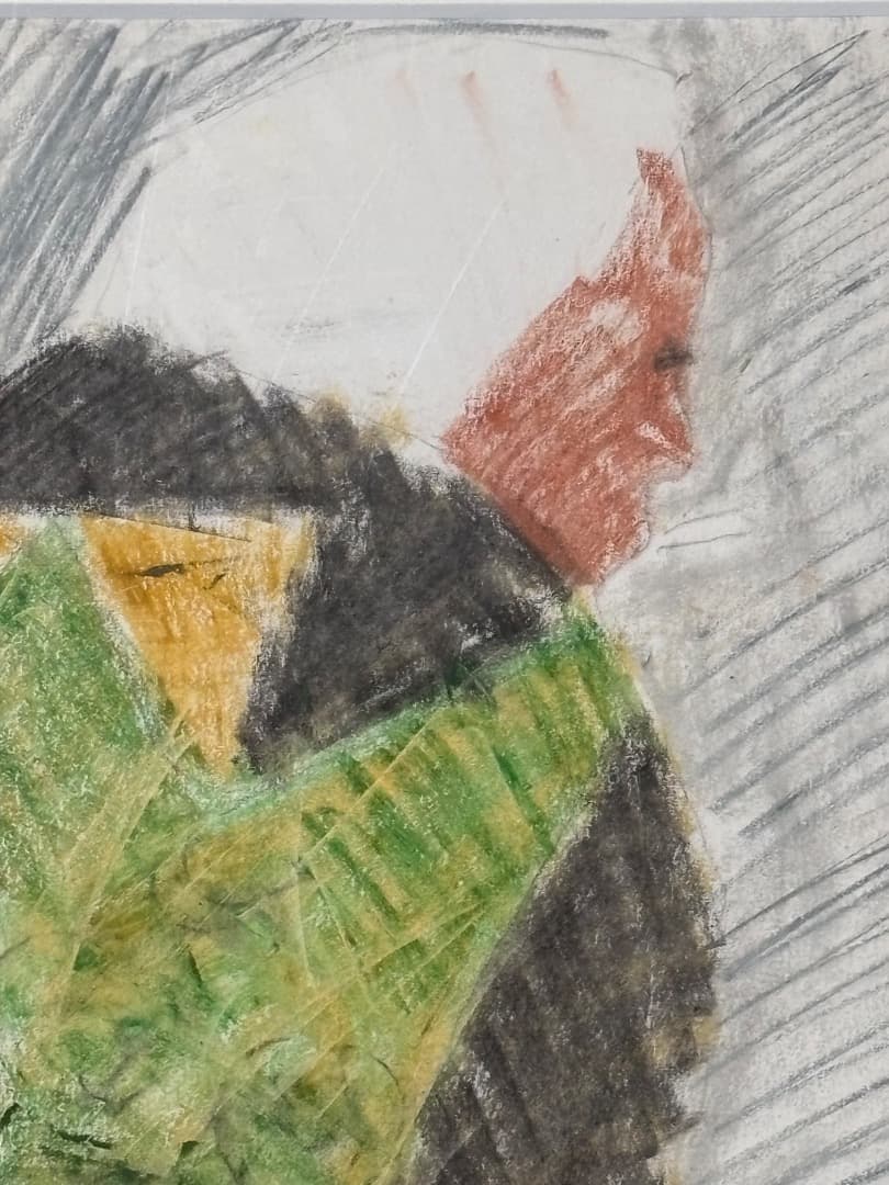 柚木沙弥郎　旅の歓び　パステル画　絵画　ドローイング原画