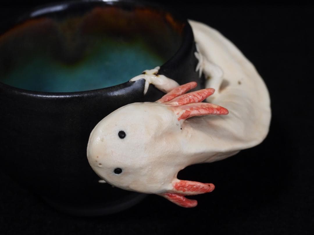 腰越祐貴 創作陶器 ウーパールーパー 湯呑 楽焼