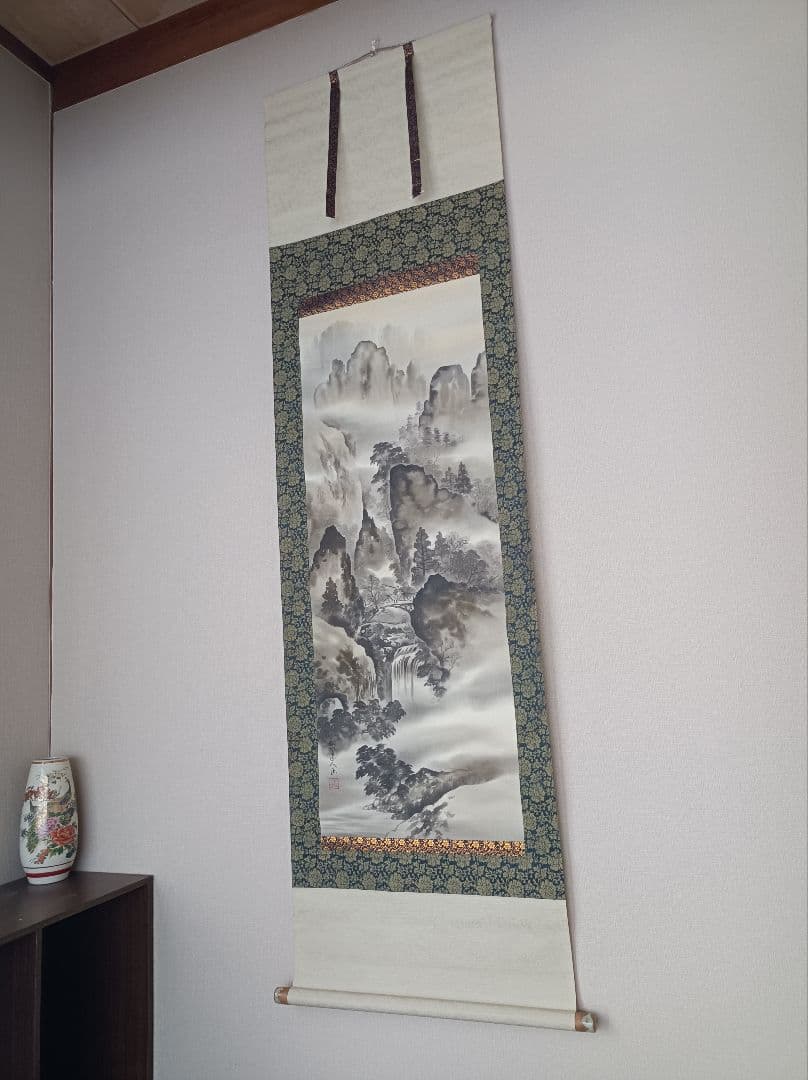美品 軸 金運 縁起物 おもてなし 絵 龍神 山水 水墨 中国 美術 骨董