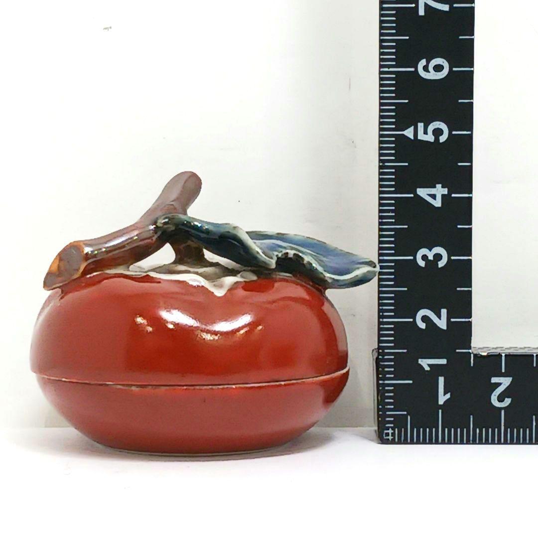 Y3117-2 酒井田柿右衛門 染錦柿形 香合 角福印 箱　の