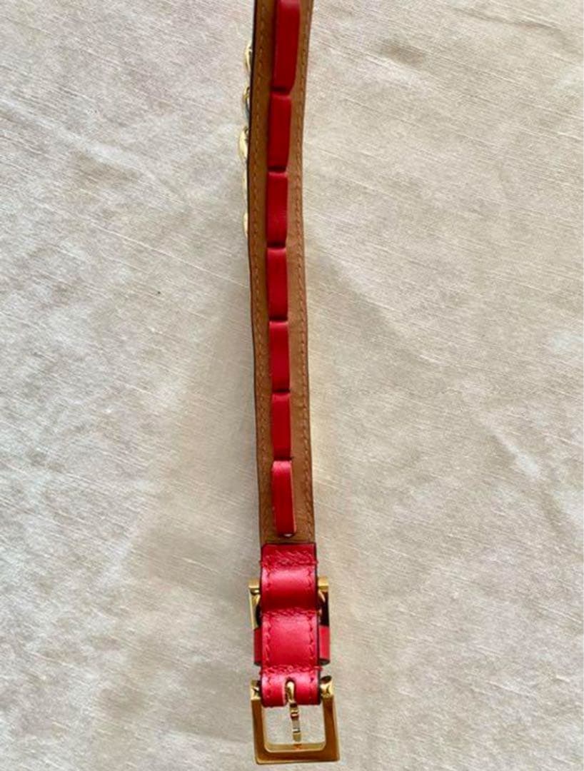 frida Firenze 犬の首輪　犬　ペット　散歩　レザー　赤