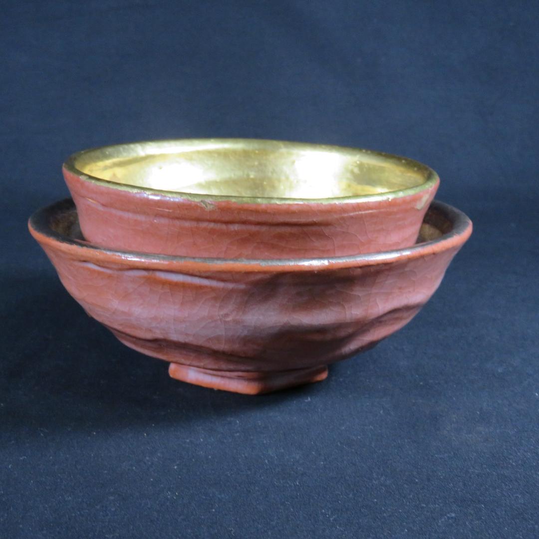 嶋台茶碗 金銀 松楽 楽茶碗 茶碗 茶道具 茶器 抹茶碗 木箱 共箱