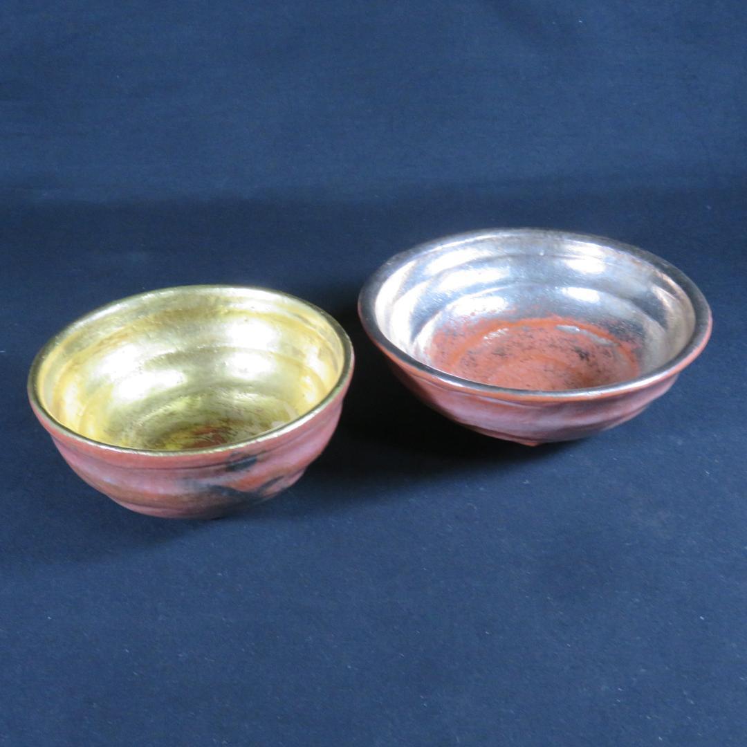 嶋台茶碗 金銀 松楽 楽茶碗 茶碗 茶道具 茶器 抹茶碗 木箱 共箱