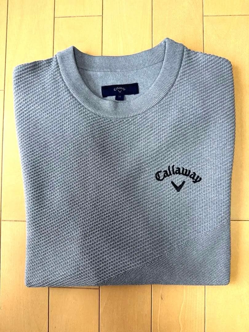 超美品Callaway（キャロウェイ） カノコ編みクルーネックニット （グレー）