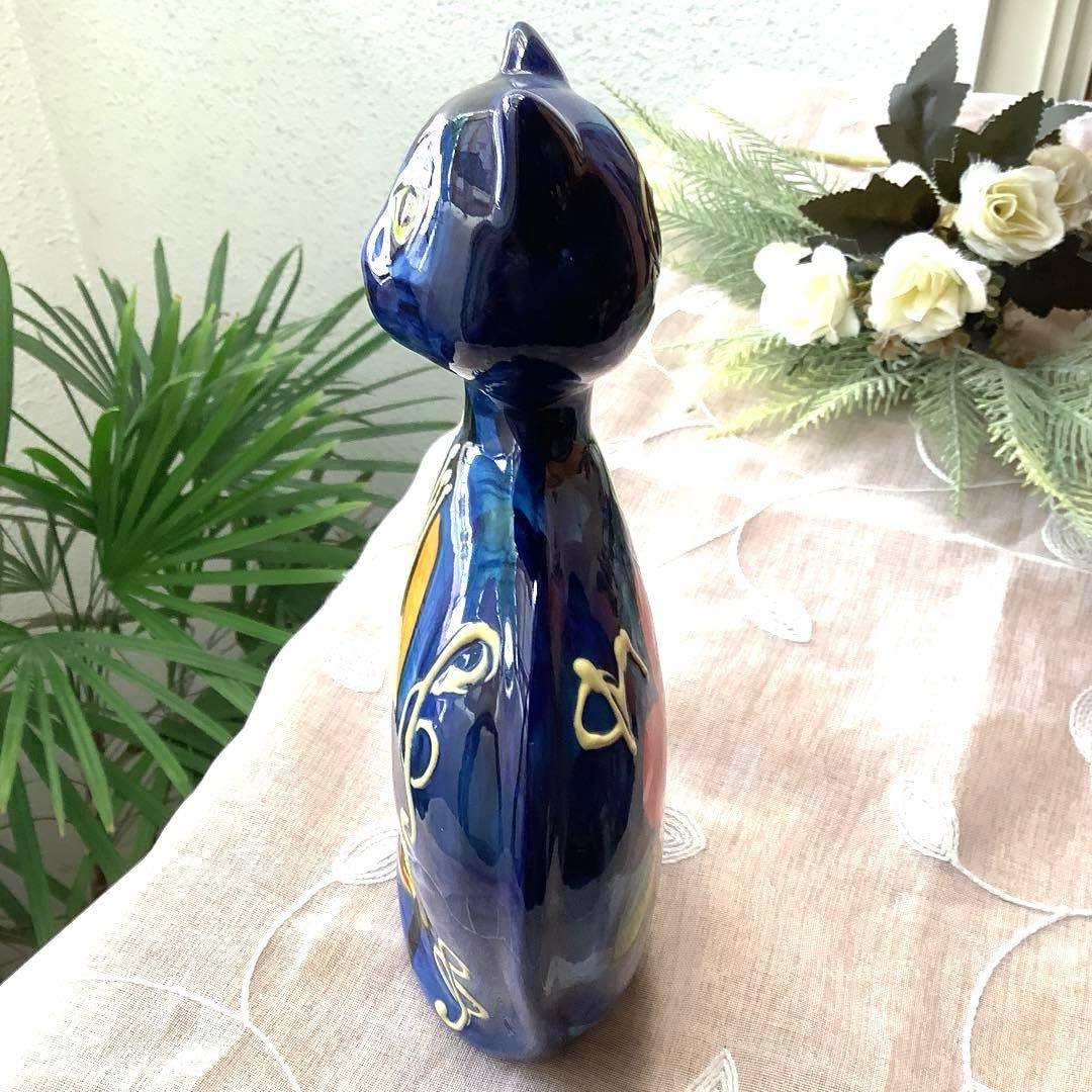 アナトリー・トウロフ作『楽器を奏でる猫』手描き陶器　オブジェ