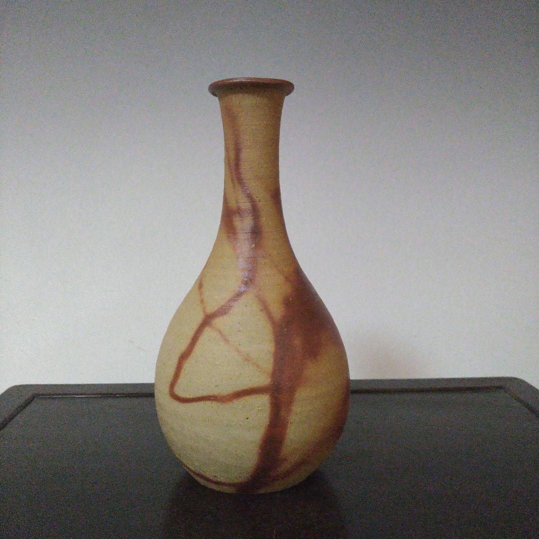 NO620 備前焼　花瓶　火襷　陶印アリ
