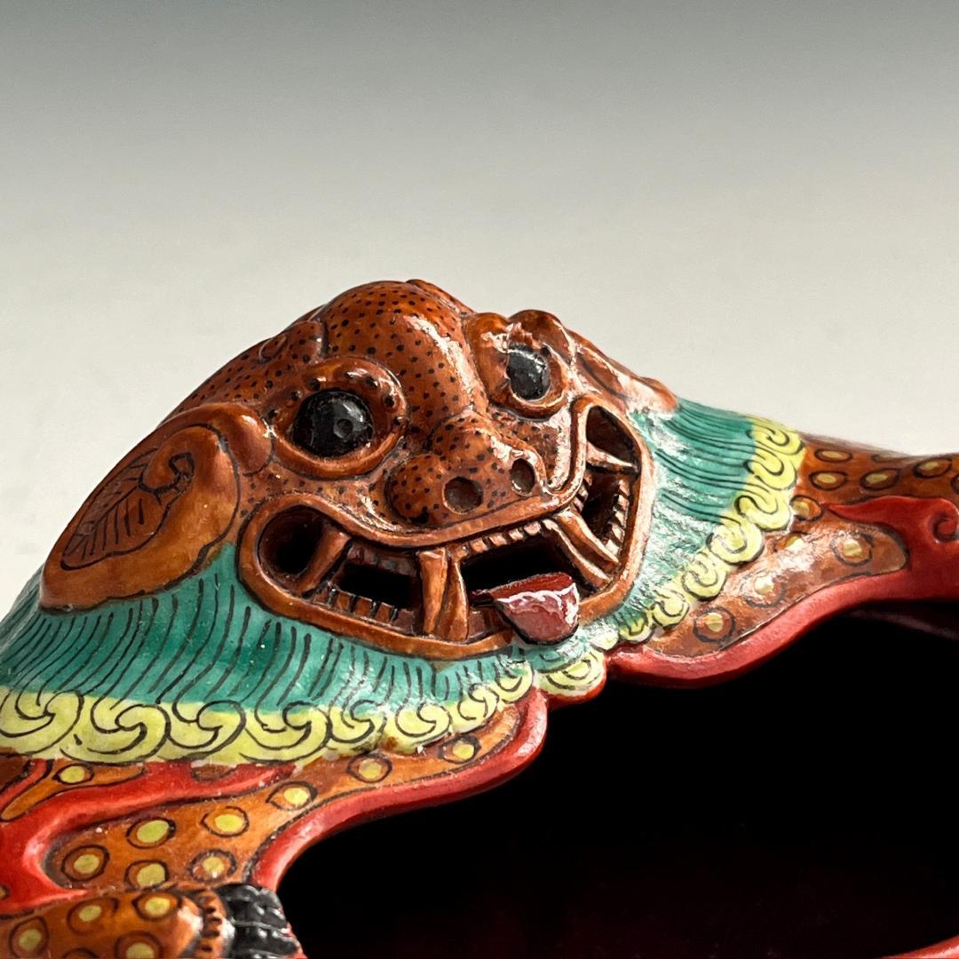 唐物 粉彩獅子形水洗 大清乾隆年製 款 中国美術 古玩 SN813