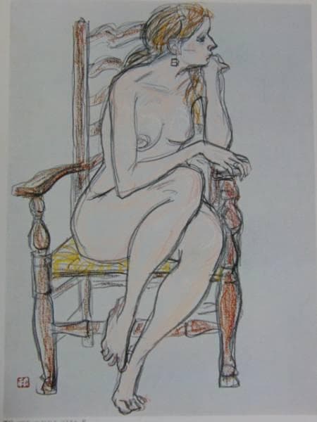 三輪良平、裸婦、素描画版集より、版上落款入り、新品額付