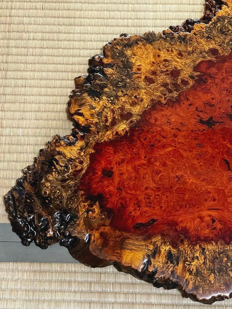 天然時代木 花梨 美玉杢 瘤 花台 香台 盆栽台 77㎝ 約5㎏