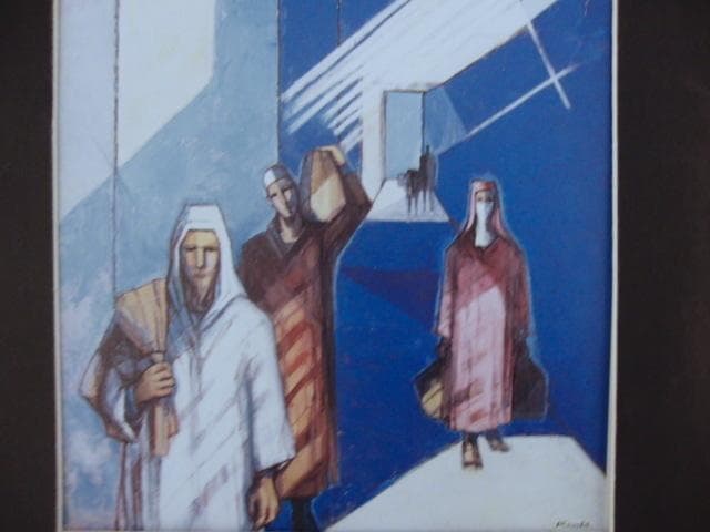 神戸文子、【マラケッシュ】、希少な額装用画集より、新品額装付