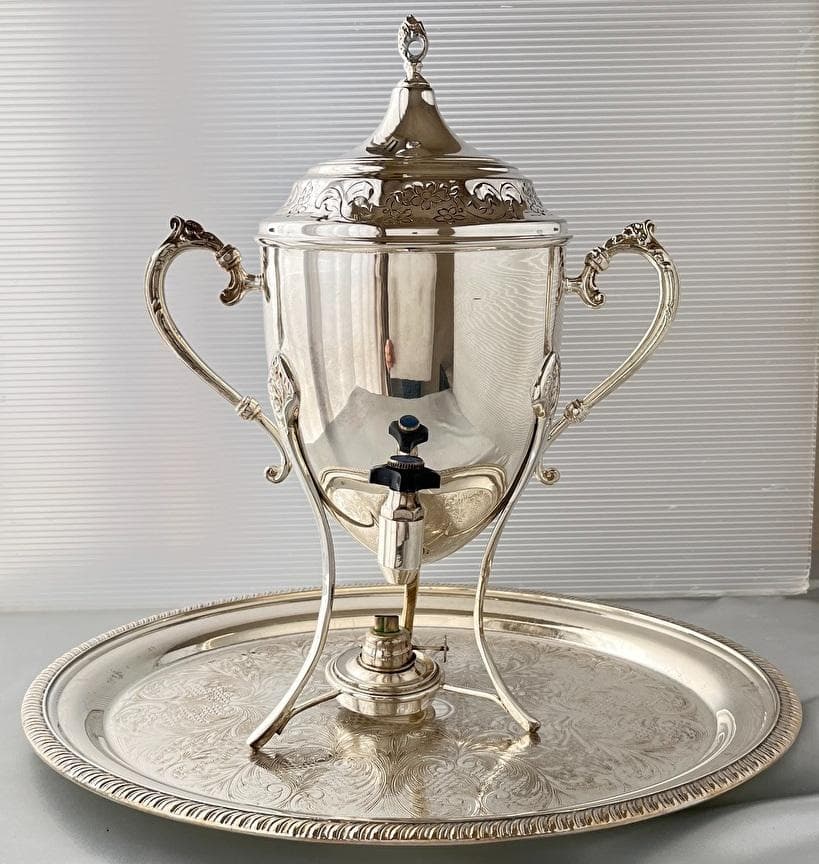 【サモワール】フローラル 【シルバープレート】バナー ホットウォーターサーバー