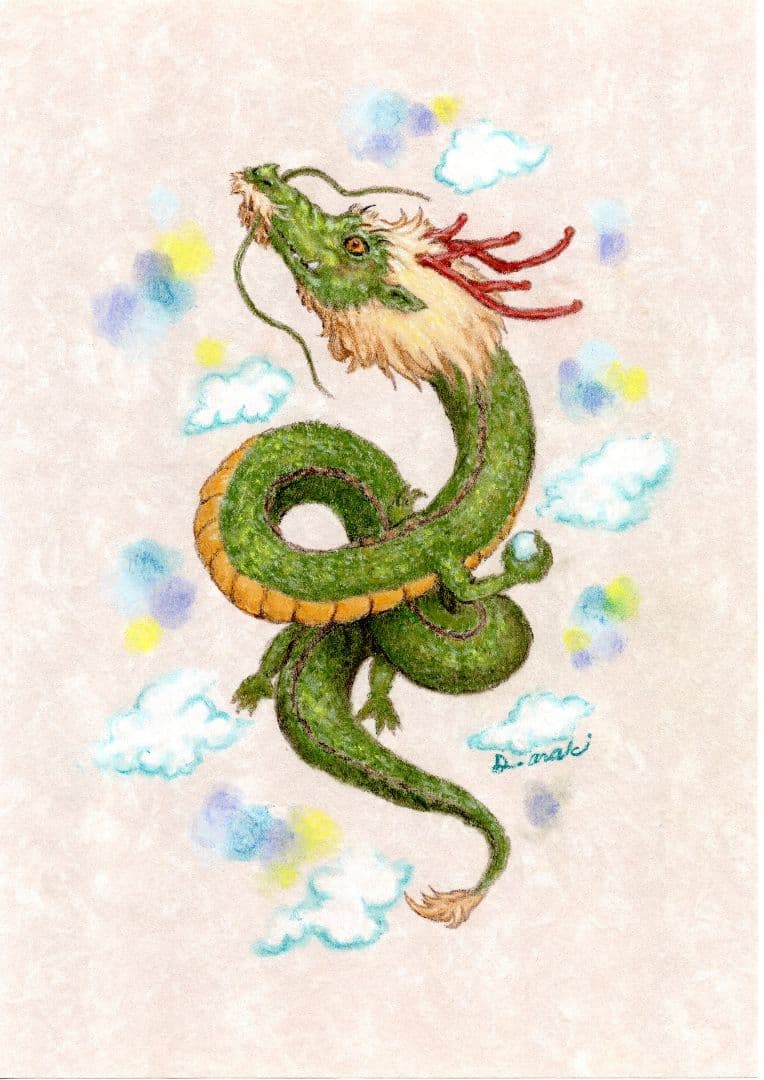 特価★【原画】『龍神池の主』（辰年　干支　竜　絵画　縁起物　開運　額縁付き）