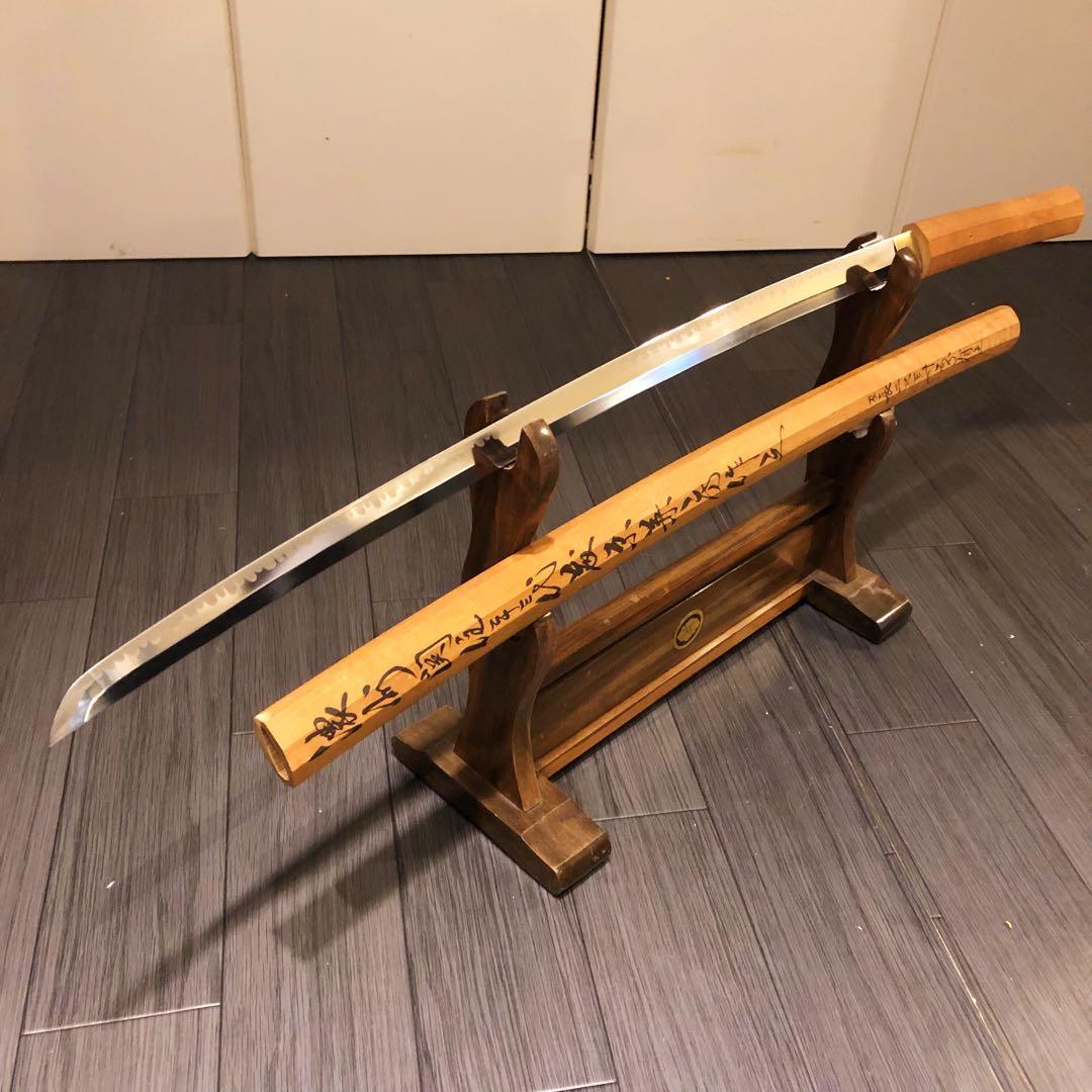 高級模造刀 白鞘 樋入り刀身　濃州関住二十三代藤原兼房作之 刃長二尺三寸五分有之