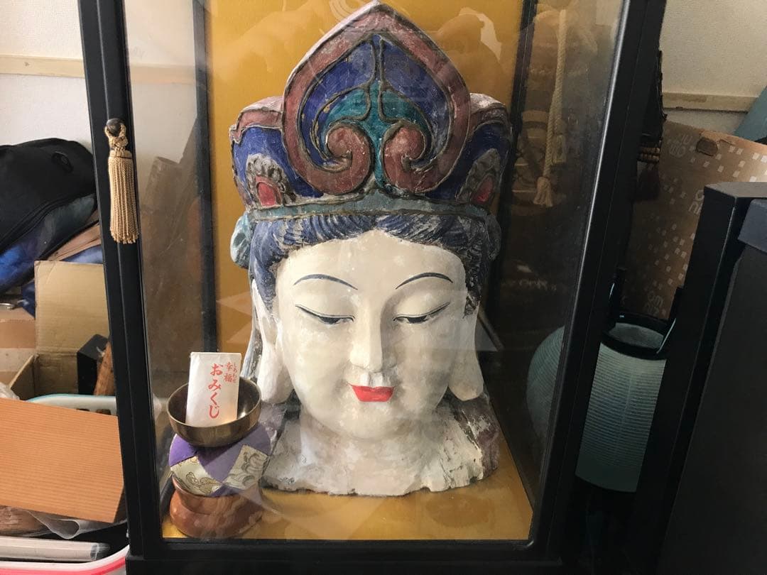 観音　木彫　頭部　彫刻