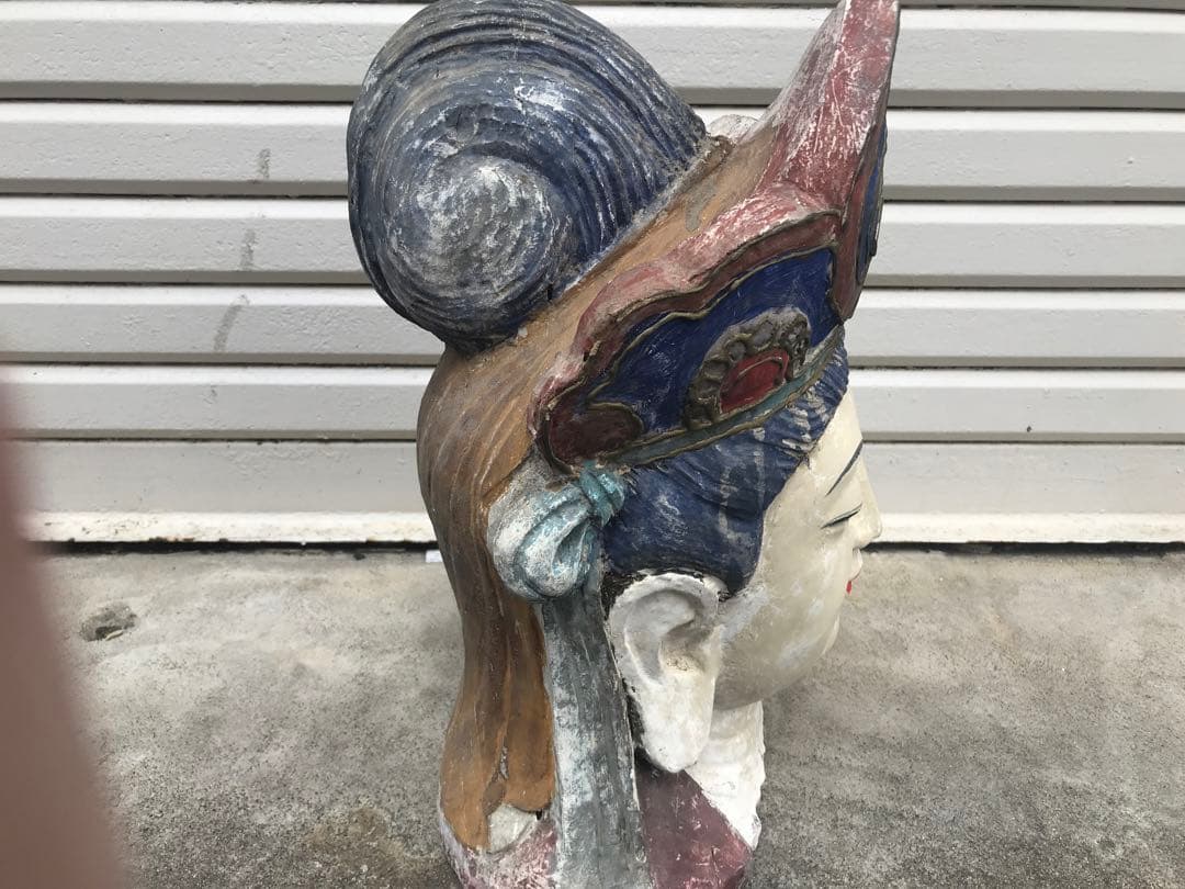 観音　木彫　頭部　彫刻