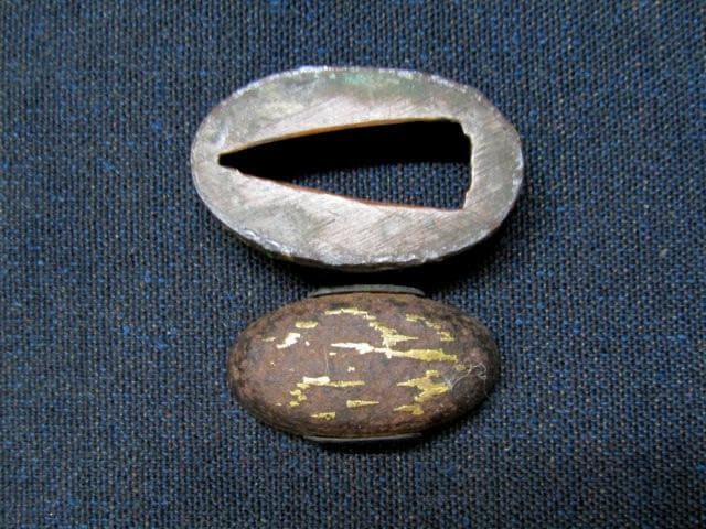 A★武具　刀装具　刀　目貫(兜)　縁/頭/　金象嵌　計4点★