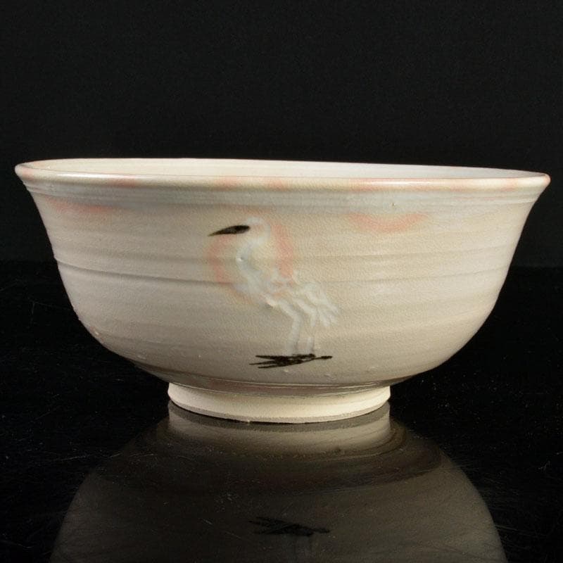 京焼　清水六兵衛造　御本立鶴鉢　共箱　V　R4812B