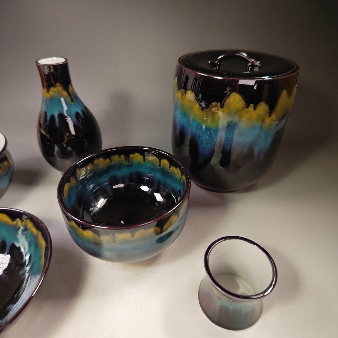 イ560 茶道具揃『九谷焼　森澤昭三』『深厚釉彩　茶道具一式　共箱』セット