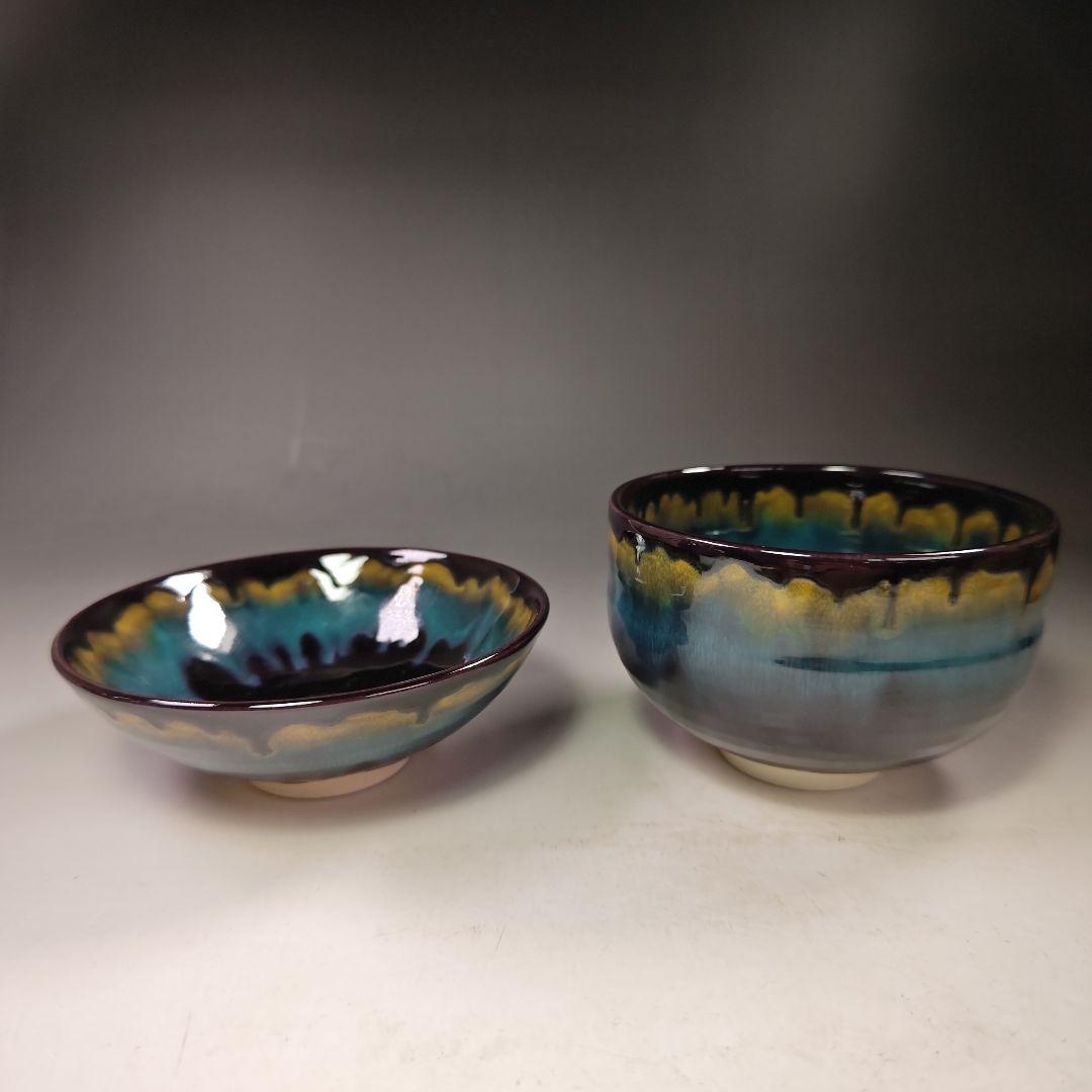 イ560 茶道具揃『九谷焼　森澤昭三』『深厚釉彩　茶道具一式　共箱』セット