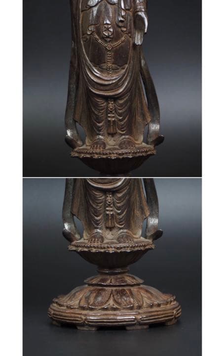 送料無料 秀峰作 鋳銅製聖観世音菩薩像　高さ38ｃｍ　優品