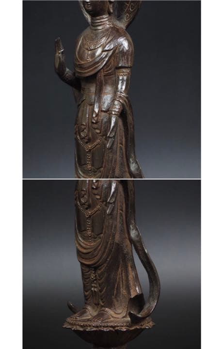 送料無料 秀峰作 鋳銅製聖観世音菩薩像　高さ38ｃｍ　優品