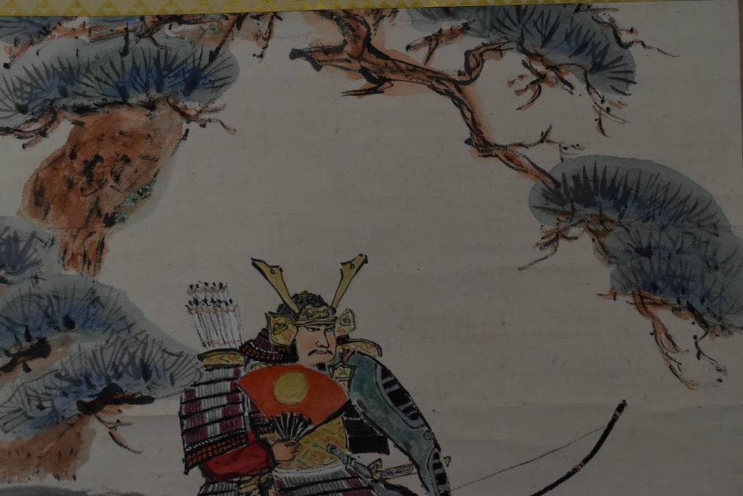 zcst）【真作】小川千甕/武者図/掛軸/名家伝来/AA-157