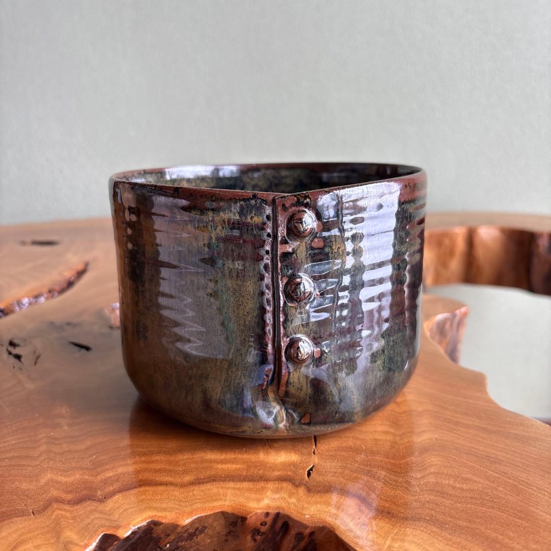 高取焼 建水 鬼丸雪山造 茶道具 共箱