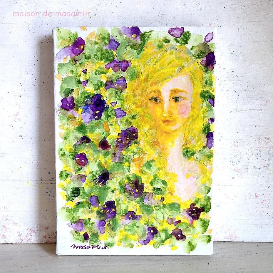 「ヘリオトロープ（ブライトブルー）」 アクリル画 SM キャンバス 原画 額なし