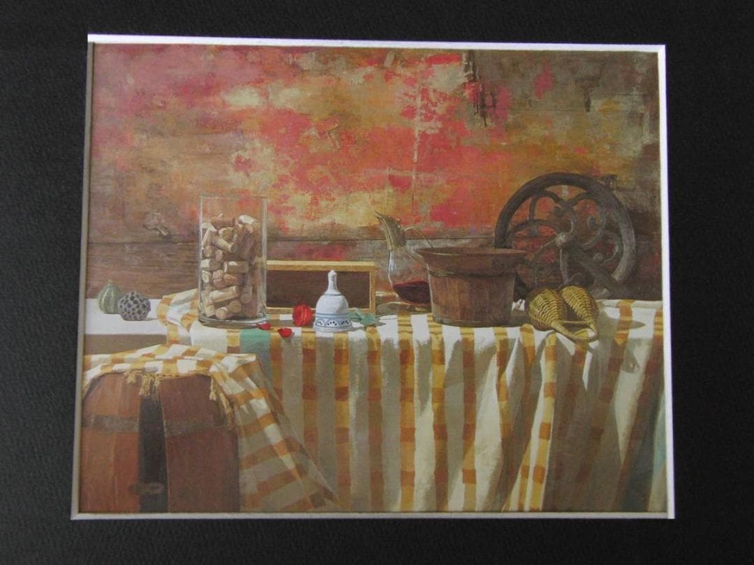 西房浩二、【ローテローゼ】、希少な額装用画集より、新品額装付