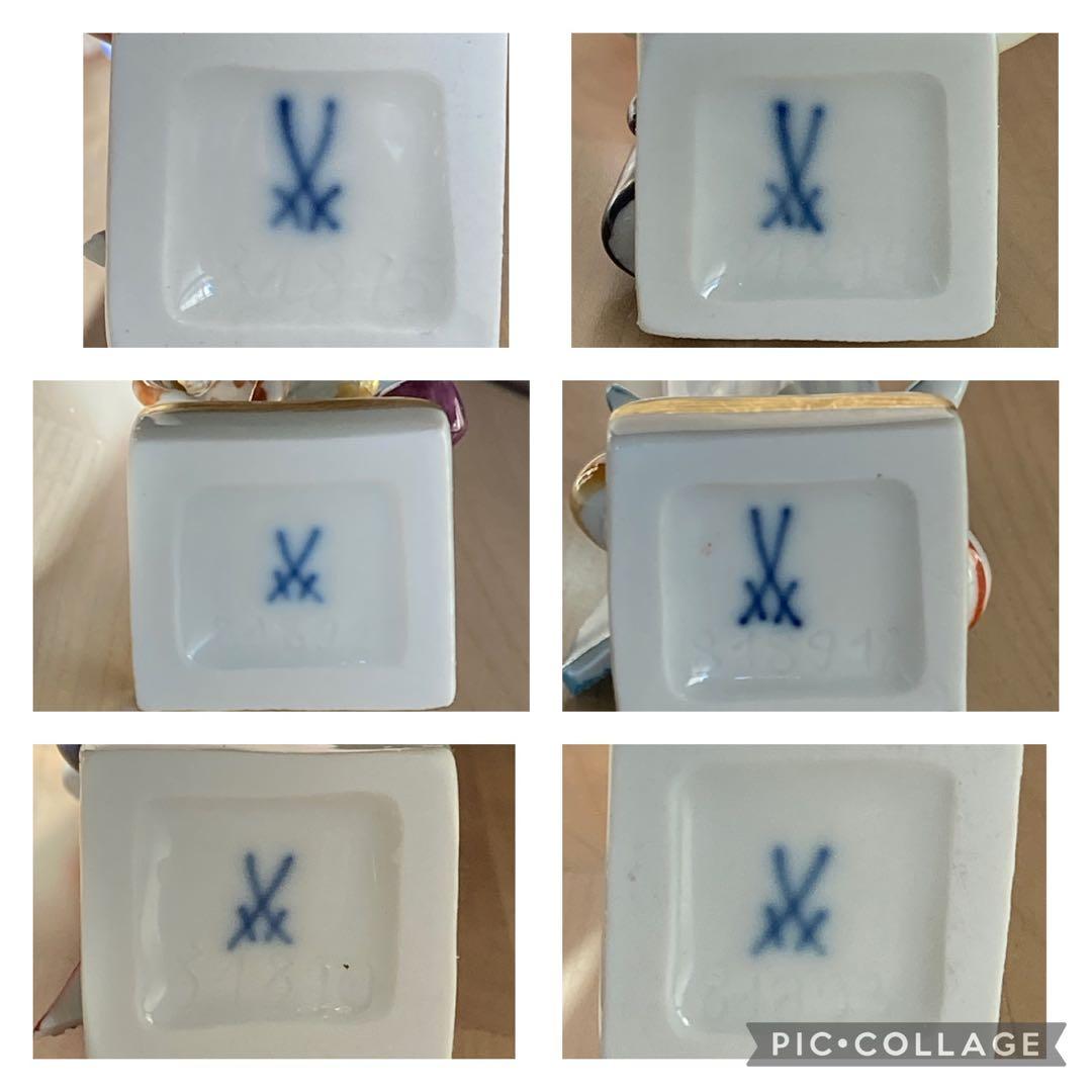 マイセンmeissen　手びねり人形　ピエロ　6体　ショーケース付き