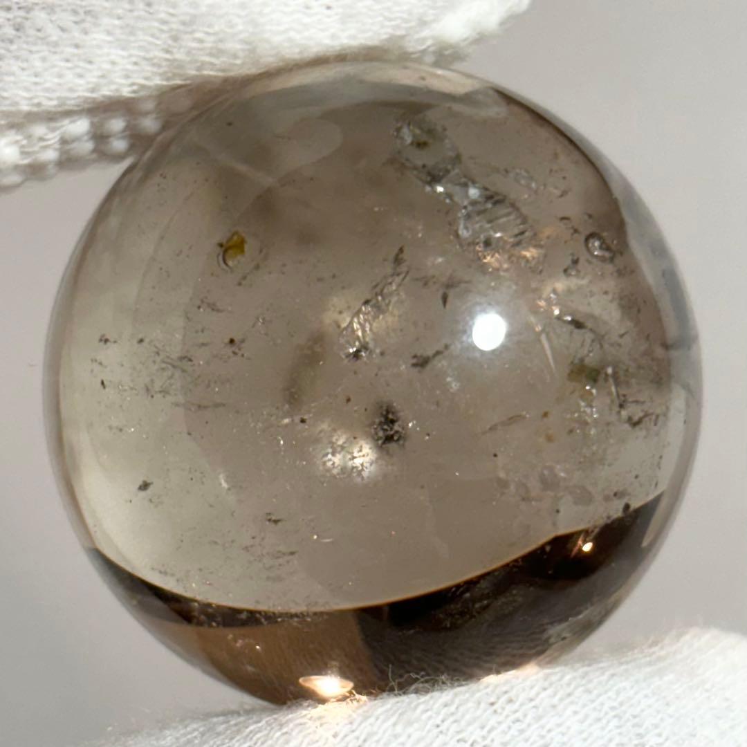 激レア カルサイトインスモーキークォーツ　スフィア　カルサイト　丸玉