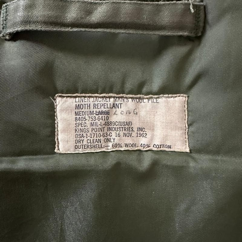 60s 米空軍 USAF ヴィンテージ ウールパイル ライナージャケット M-L