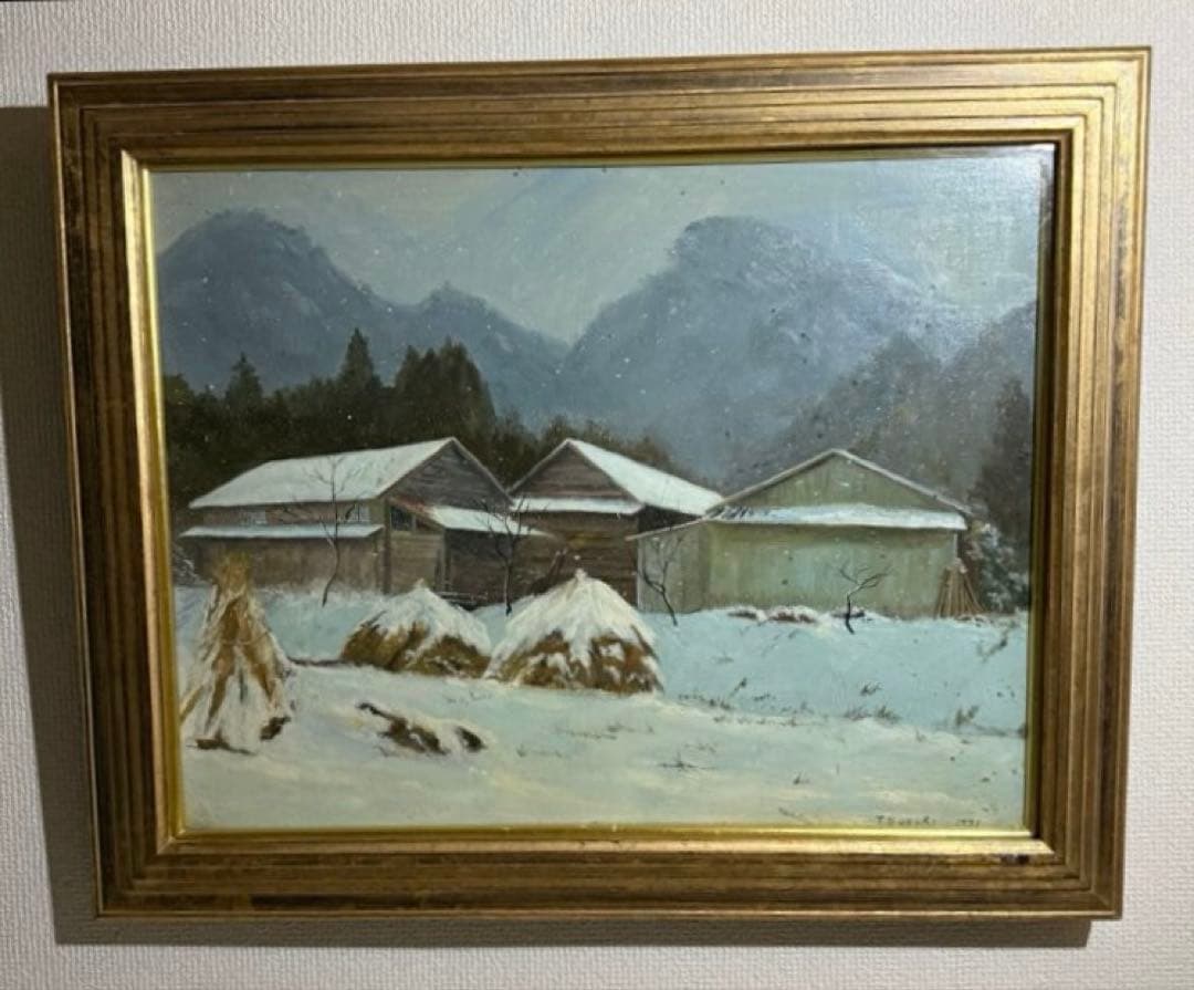 写実風景画【小雪舞う】肉筆油彩画