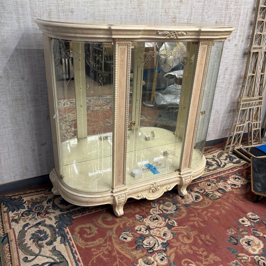 ロココ アンティーク ガラスショーケース コレクションケース 飾り棚 棚板2枚