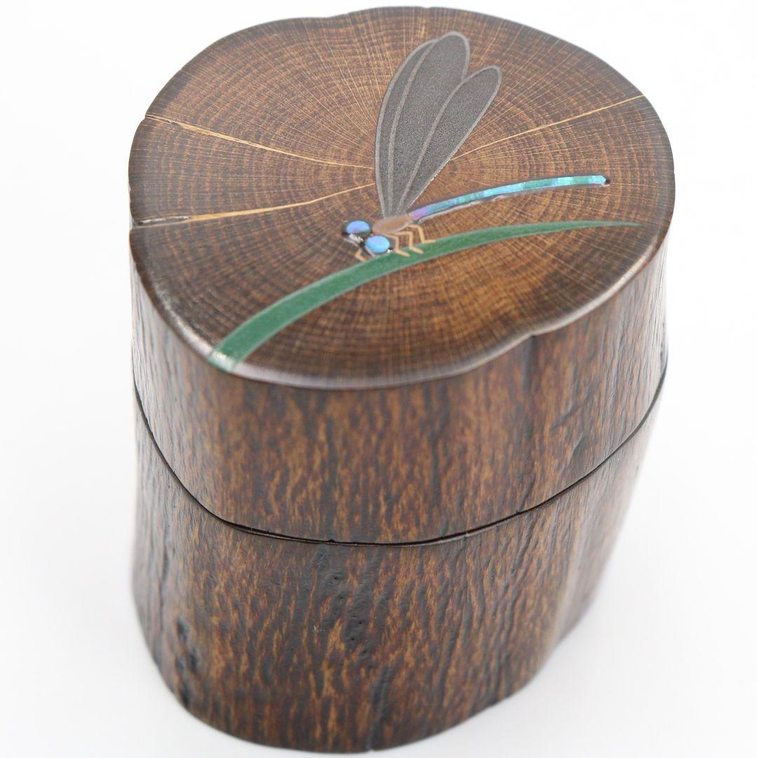 金蒲 高橋朝也作 蜻蛉蒔絵 蔦香合 茶道具 共箱　AC980