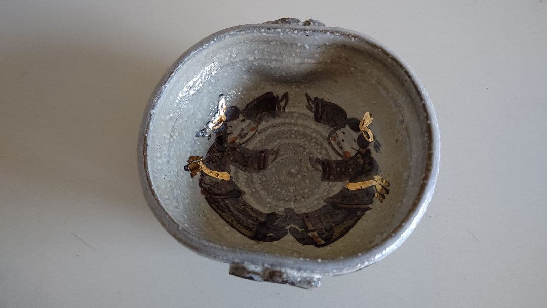 九谷焼 女流作家 鈴木晶子作 唐人 楕円小鉢揃 5客