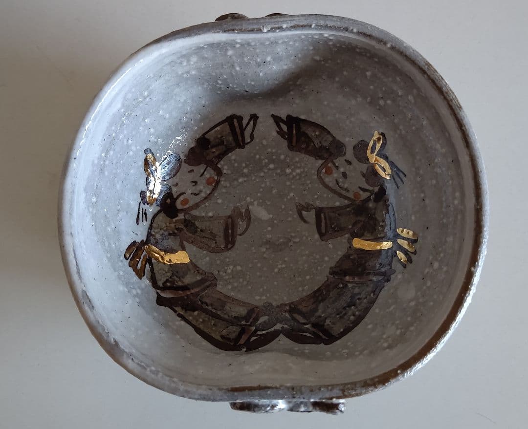 九谷焼 女流作家 鈴木晶子作 唐人 楕円小鉢揃 5客