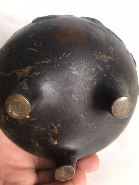 香爐，中囯清朝時代物古銅製，茶道具，書房置物，古美術品，高7cm重500克